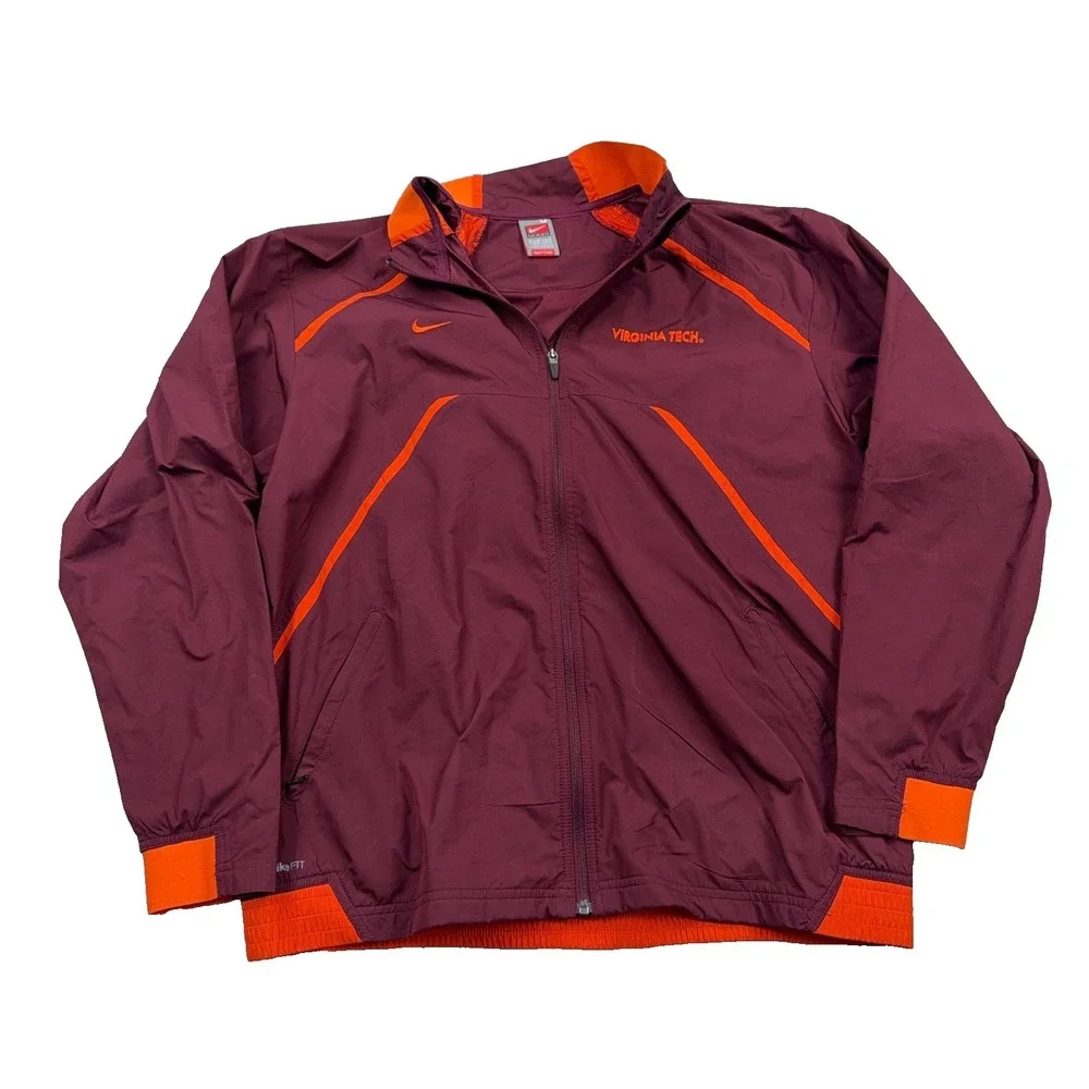 Virginia Teck Hokies Jacket Men Medium Full Zip Windbreaker Nike Fit Storn Y2K